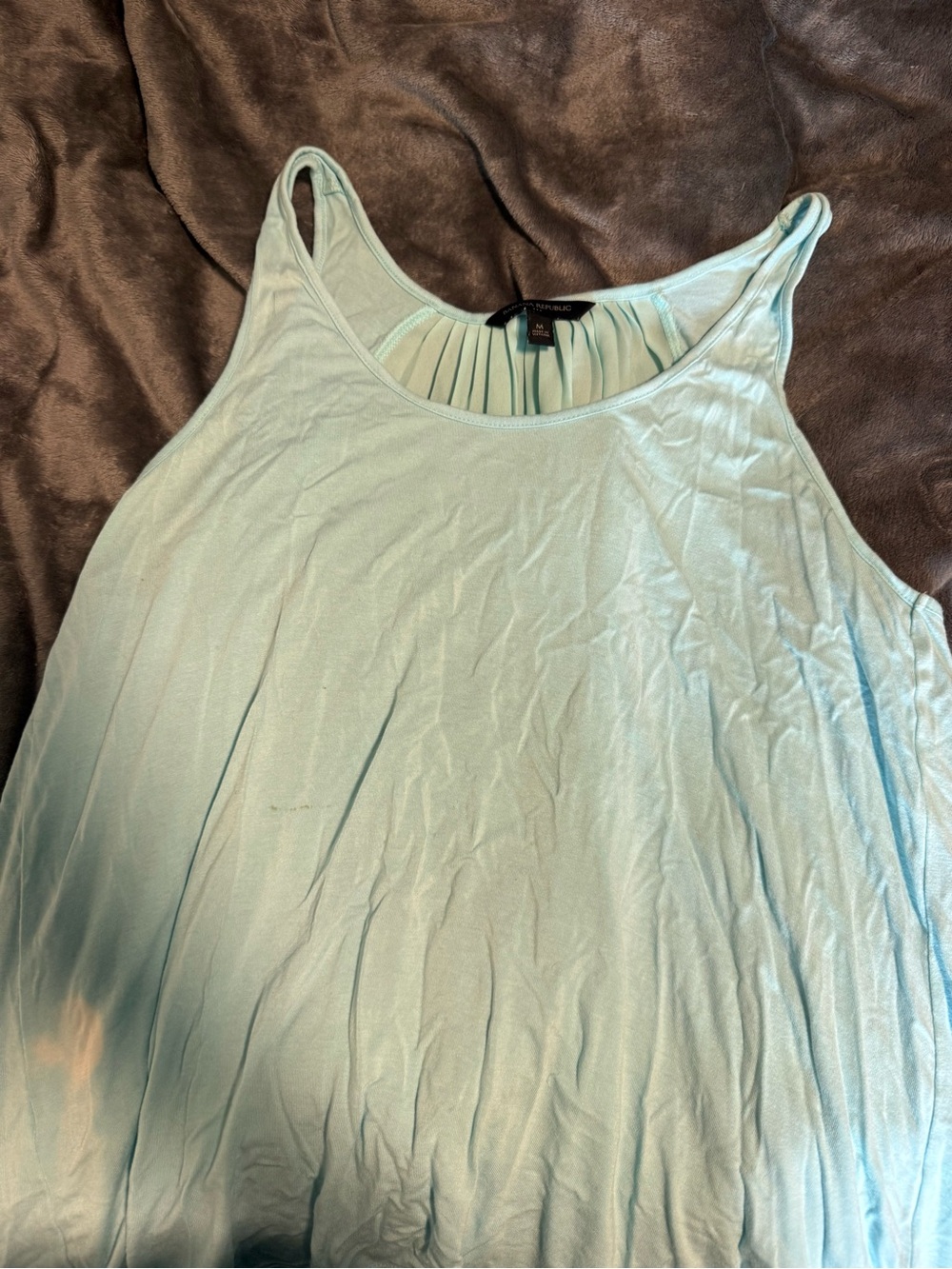 Banana Republic Light Aqua Pleated-Back Scoop Tank